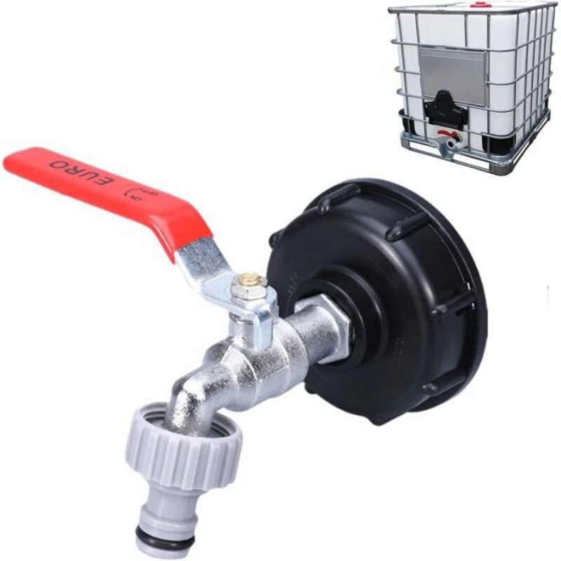 Ibc-tankhahn – Luskyka® – S60x6-adapter – Kunststoffanschluss – Säurebeständig