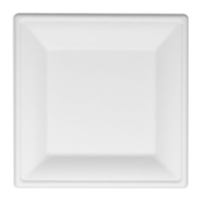 Quadratische Teller Aus Pflanzenfasern, 26 X 26 Cm, Packung Mit 50 Stück