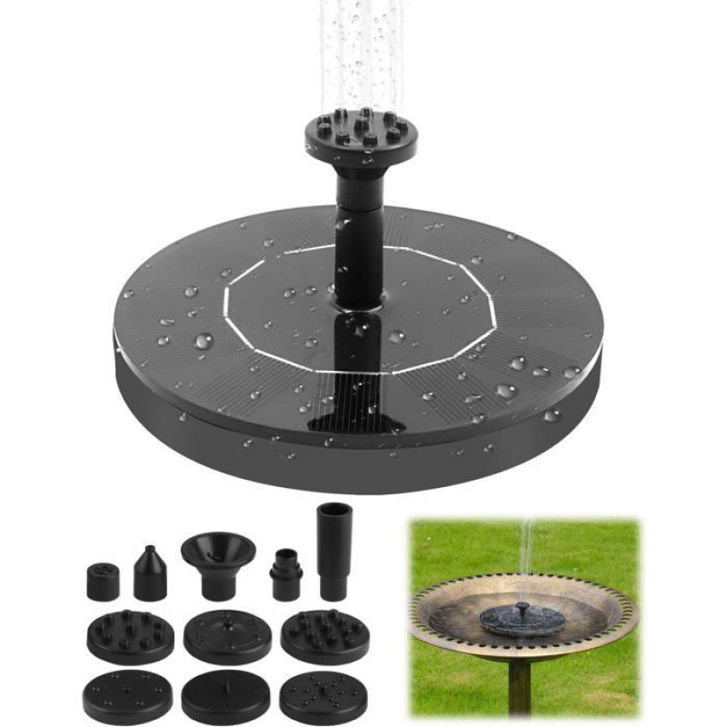 Runder, Schwimmender Solarbrunnen, 13 Cm, 6 Düsen, Für Garten Und Teich, Umweltfreundliche Wasserspiele, Batterielos