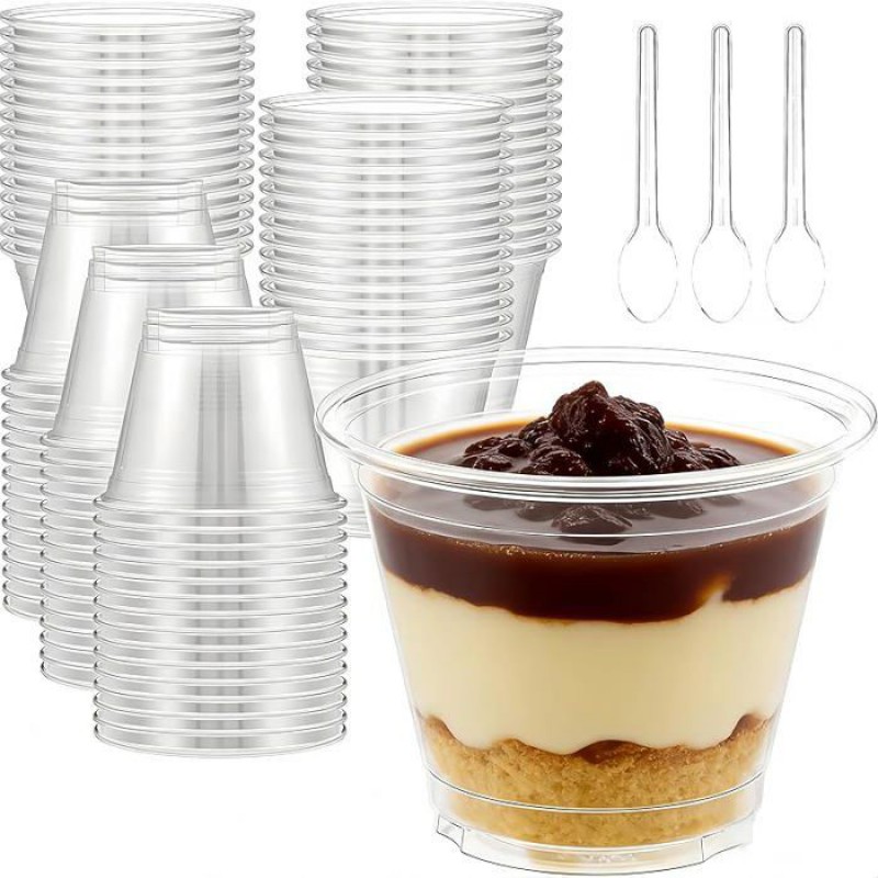 50-teiliges, Wiederverwendbares Dessertbecher-set (150 Ml) Mit Löffeln – Servierset Für Workshops