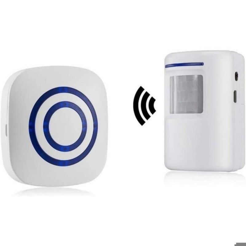 Mobile Türklingel – Drahtloses Alarmsystem Für Unternehmen – Gangalarm Mit 38 Klingeltönen – Mit Blauer Led-anzeige – Geeignet