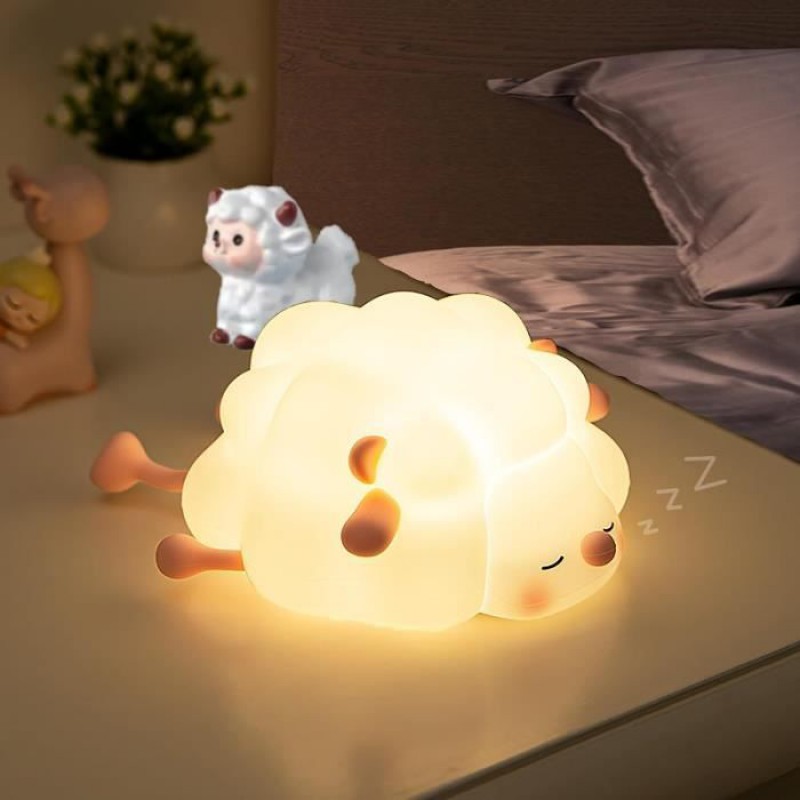 Wiederaufladbares Nachtlicht Für Kinder, Baby-nachtlicht, Silikon-schaf-nachttischlampe Mit 3 Helligkeitsstufen, Touch-nachtlicht
