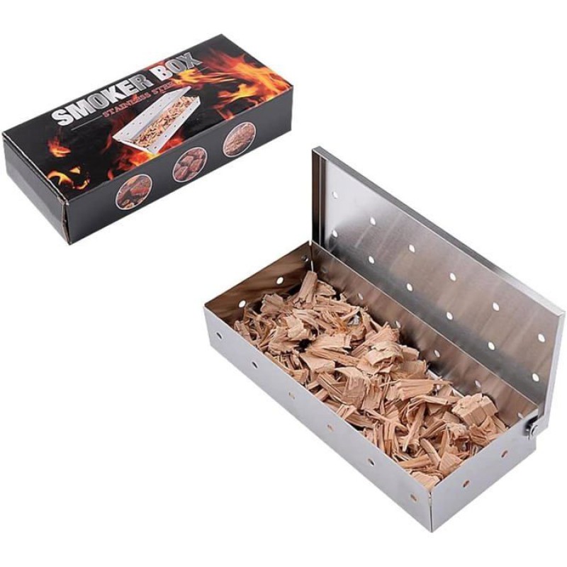 Grill-räucherbox – Edelstahl – Abmessungen 22,2 X 9,6 X 4,4 Cm