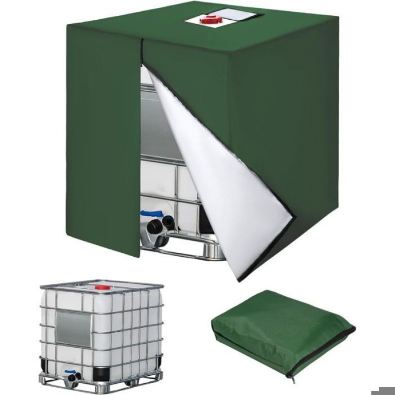 Ibc-tankabdeckung (1000 L) – Wasserdicht – Uv-beständig – Reißverschluss – Abmessungen: 120 X 100 X 116 Cm