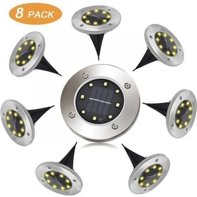 Solarleuchte Für Den Außenbereich – 8 Leds – Warmweiß – Ip65 Wasserdicht – 8 Bodenleuchten