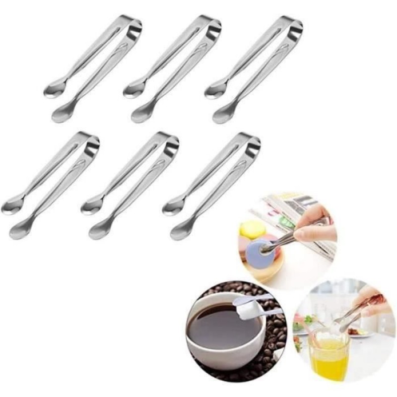 Zuckerzange – Edelstahl – 11 Cm – 6-teilig – Modernes Design – Lebensmittelecht