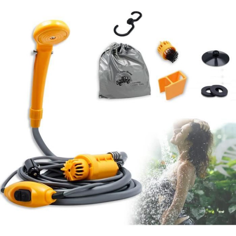 12-v-campingdusche Mit Tauchpumpe – Tragbar – Kfz-adapter – 5 M Kabel – 2 M Schlauch