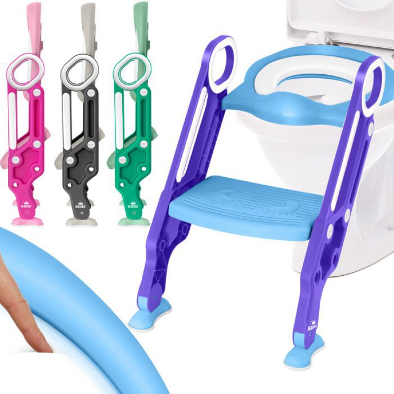Toilettensitzverkleinerer Mit Tritthocker – Faltbar Und Leicht Zu Verstauen – Bequemer, Gepolsterter Sitz