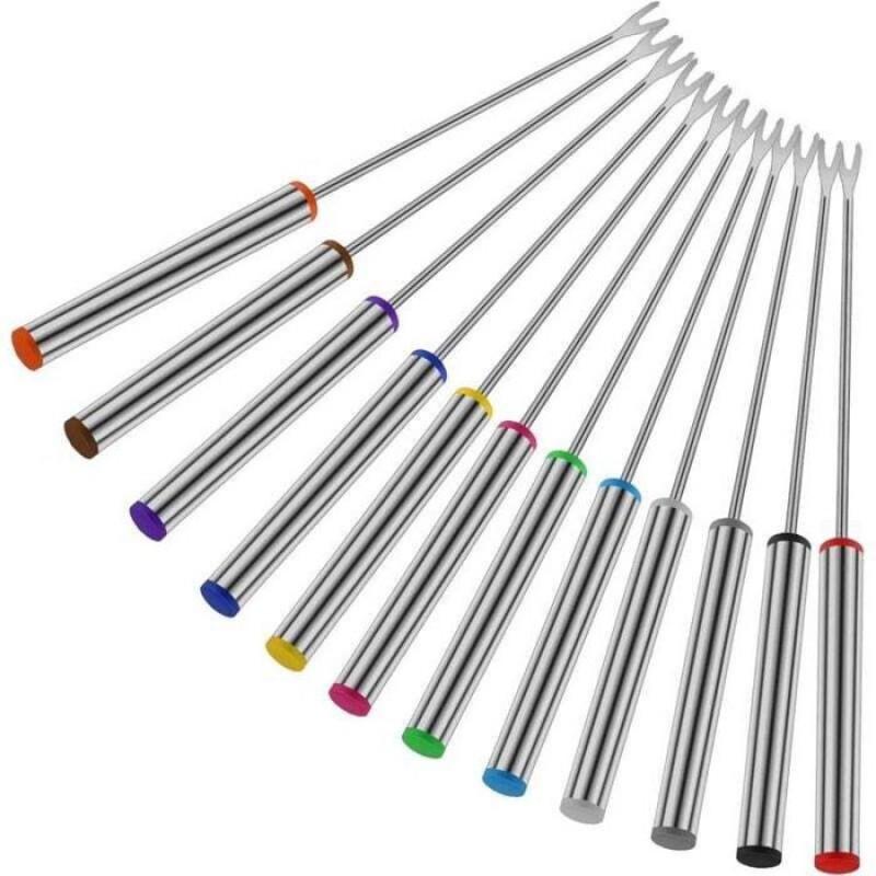 Zor® Edelstahl-fonduegabeln – 12er-set – 24,1 Cm – Hitzebeständiger Griff