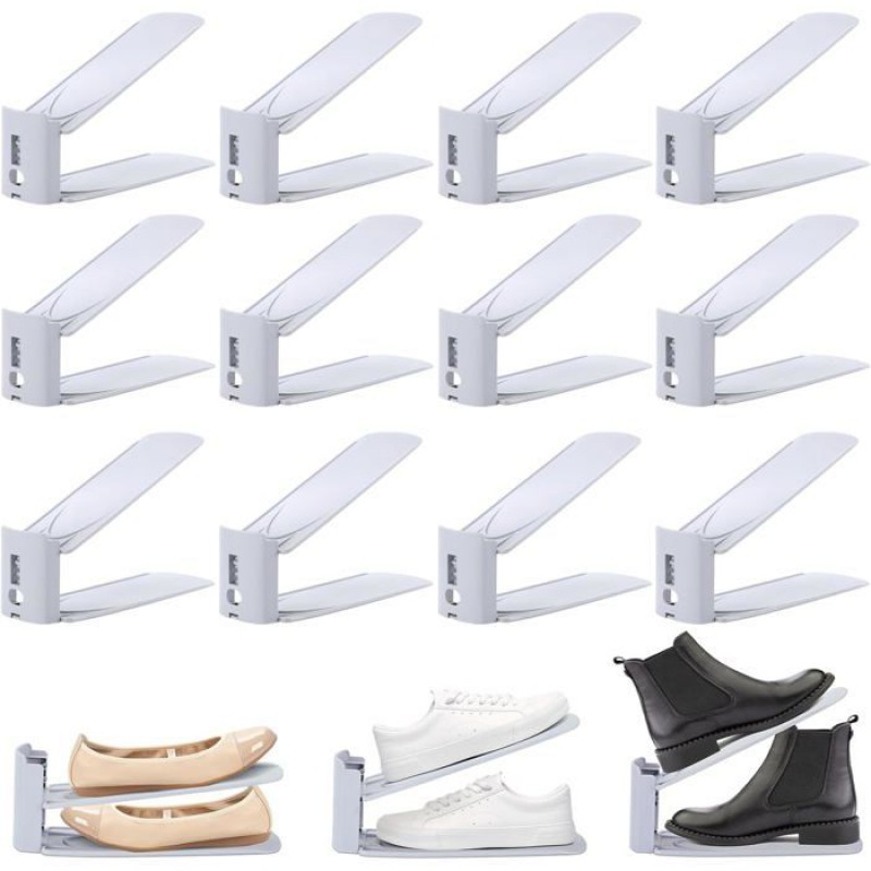 Verstellbares Schuhregal – Okz® – 12 Ablagen – Höhenverstellbar: 7,5 Cm, 11 Cm, 18,5 Cm – Rutschfest