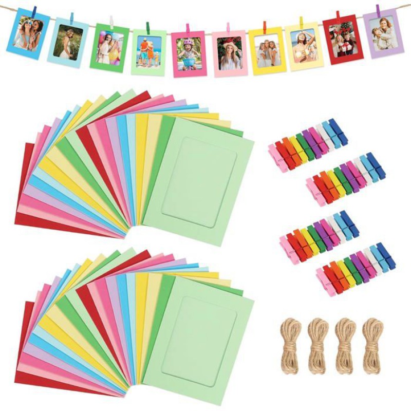 Mehrfarbige Papier-fotorahmen – 40er-packung – Außenmaße 15,5 X 11,5 Cm
