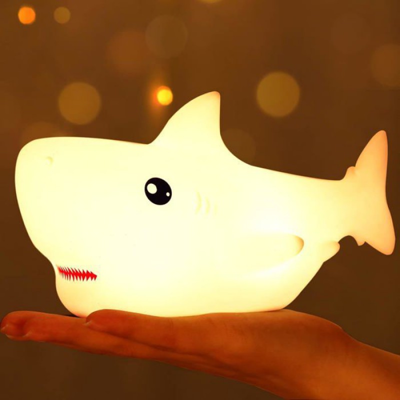 Hai-nachtlicht Für Kinder, Tragbare Led-babylampe Mit 7 Farbwechsel, Wiederaufladbares Silikon-tier-nachtlicht Mit Usb-anschluss