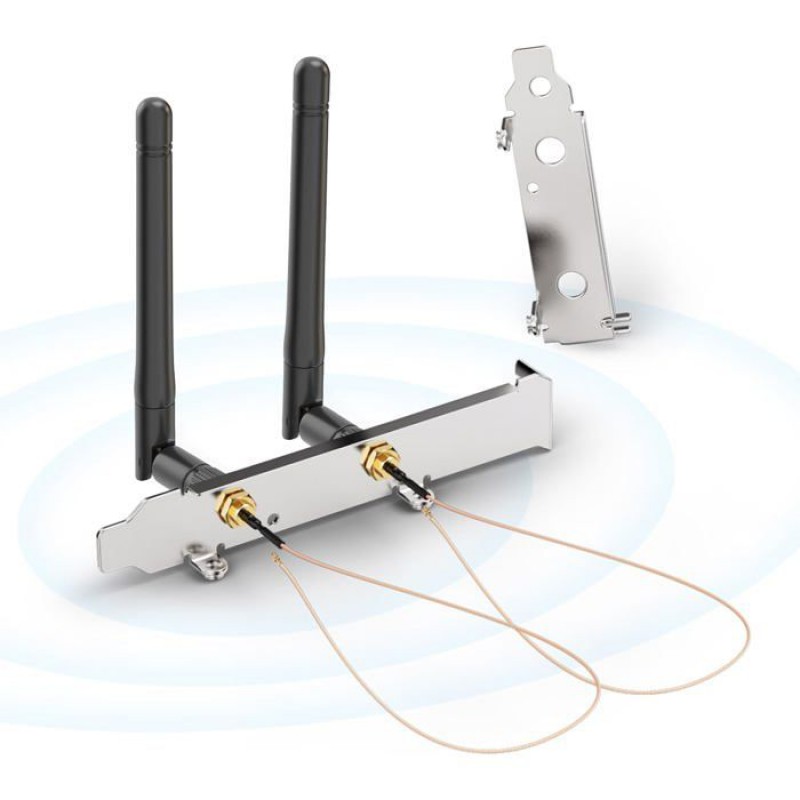 Dualband-wlan-antenne 2,4 Ghz/5,8 Ghz 3dbi Mimo Rp-sma-stecker + 20 Cm Kabel Von U.fl Ipx Ipex Mhf4-buchse + Pci-steckplatzabdeckung Für Karte