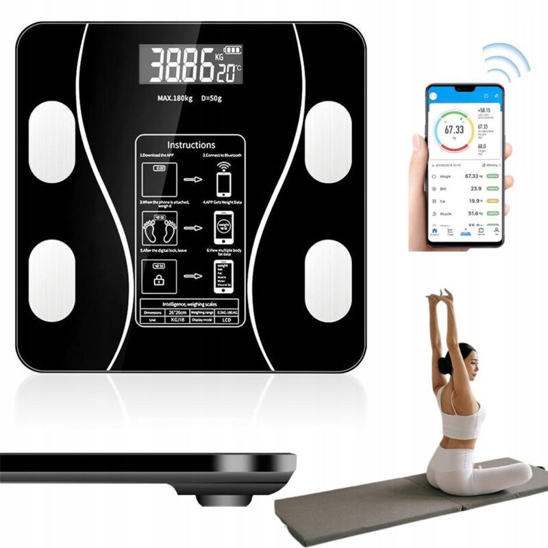 Schlanke Analytische Badezimmerwaage 180 Kg Smart+ 13 In 1 Bluetooth Android/ios