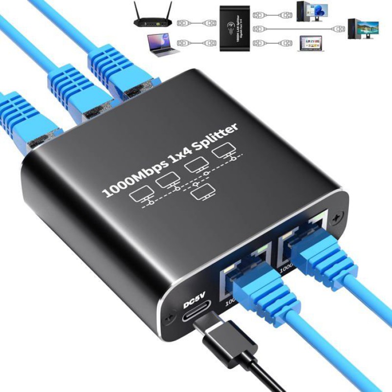 1 Bis 4 Ethernet-switch 1000 Mbit/s Rj45 Multi-port-switch Lan-splitter Netzwerk-splitter Ethernet-switch Rj45-aufroller