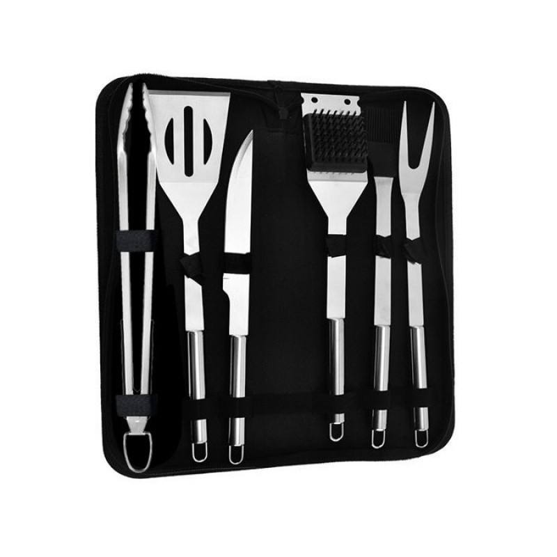Grillbesteck, Grillzubehör, Grillsets, Grillutensilien, Campinggeschirr, 6-teilig