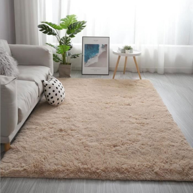 Weicher, Flauschiger Wohnzimmerteppich – Dunkelbeige – 120 X 160 Cm