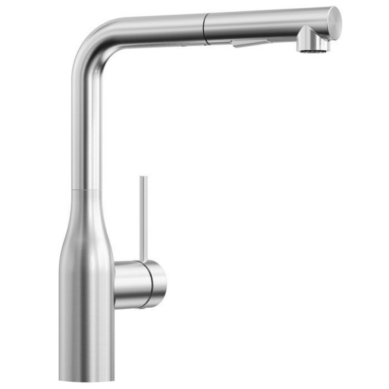 Küchenarmatur – Ausziehbare Brause 40 Cm – Gebürsteter Edelstahl – 2 Strahlarten – 360° Drehbar