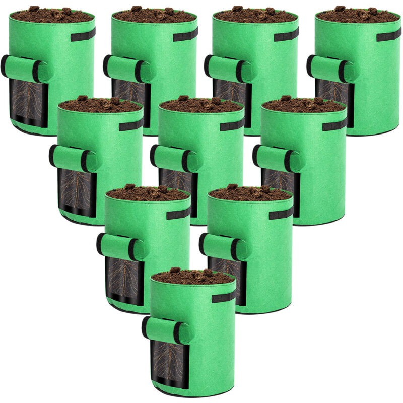 Tolletour 10-teiliges Pflanzbeutel-set. Pflanzbeutel Mit Griffen. 7-gallonen-pflanzkasten-set, Wiederverwendbare Mehrzweck-gartenblumenbeutel.