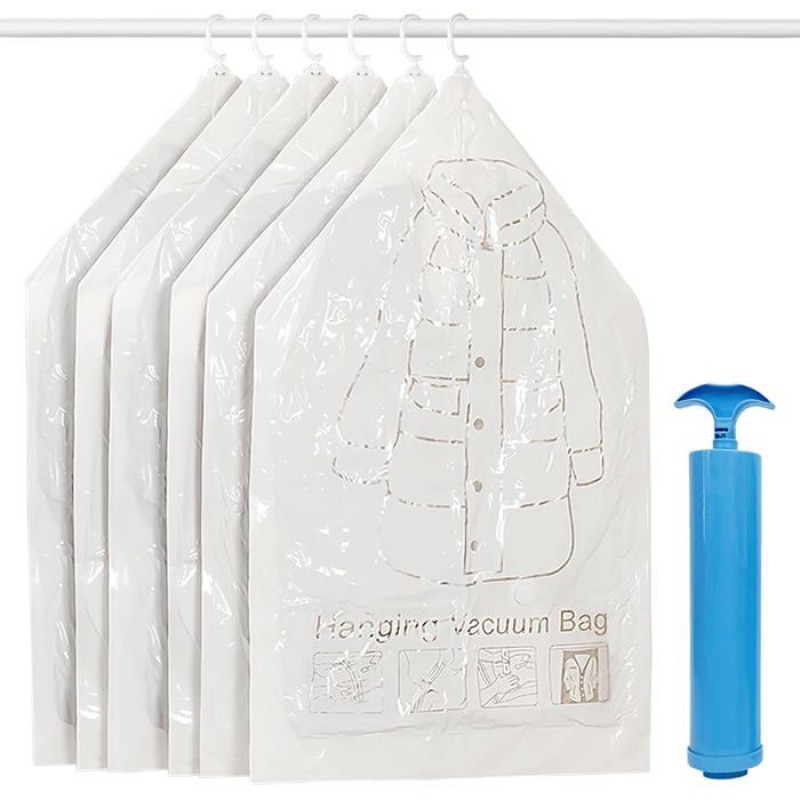 Set Mit 6 Videuspendus 110x70cm Vakuum-aufbewahrungsbeuteln - Mit Handpumpe - 75% Platzersparnis Für Mäntel/kleider - Saisonale Aufbewahrung [a1]