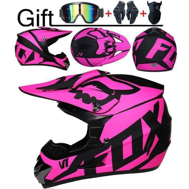 Motorrad- & Rollerhelm – Helm + Handschuhe + Schutzbrille + Visier – Kinder & Erwachsene – Für Quad & Motocross
