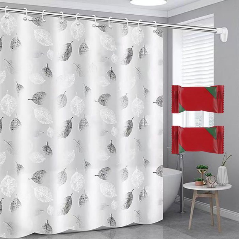 Waschbarer, Wasserdichter Und Schimmelresistenter Duschvorhang 180 X 200 Cm – Weißes, Geometrisches Polyestergewebe, Beschwerter Saum