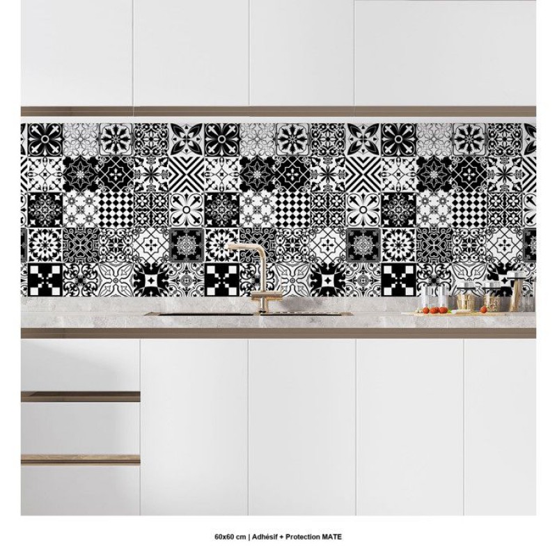 Selbstklebender Küchenrückwandaufkleber – Zementfliesen-optik 3617689963938 – Klebeschicht + Matte Oberfläche – 60 X 60 Cm