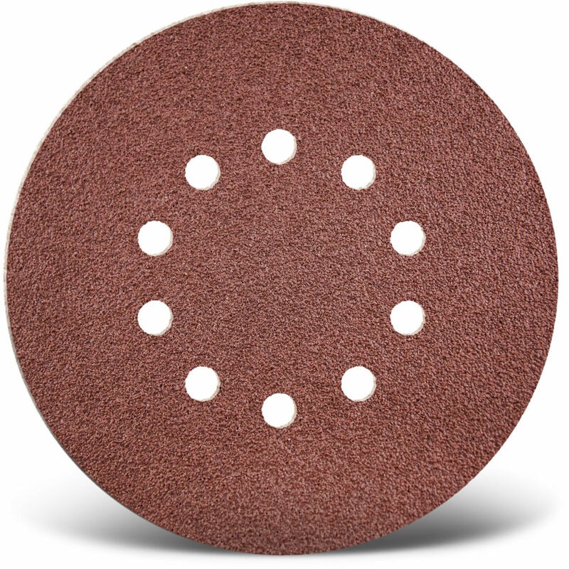 Rote Selbstklebende Schleifscheiben, 225 Mm, 10 Löcher, Für Gipsschleifer, Standard-korund (25er-packung) G240