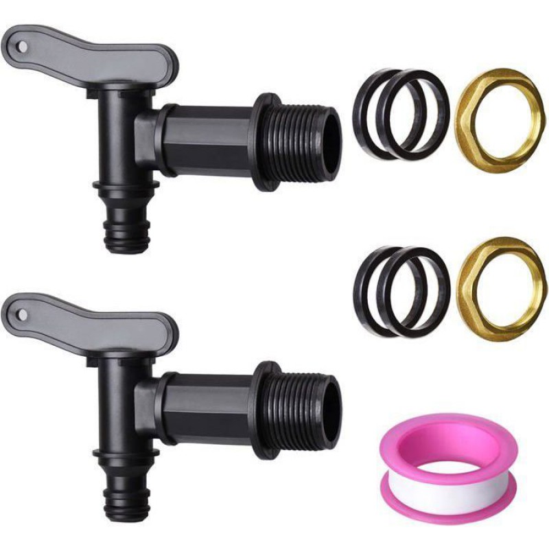 Kunststoff-tankhahn, 2er-set, Regenwassertankhahn Mit Ptfe-dichtung, 3/4"-ibc-ablaufhahn, Küchenhahn
