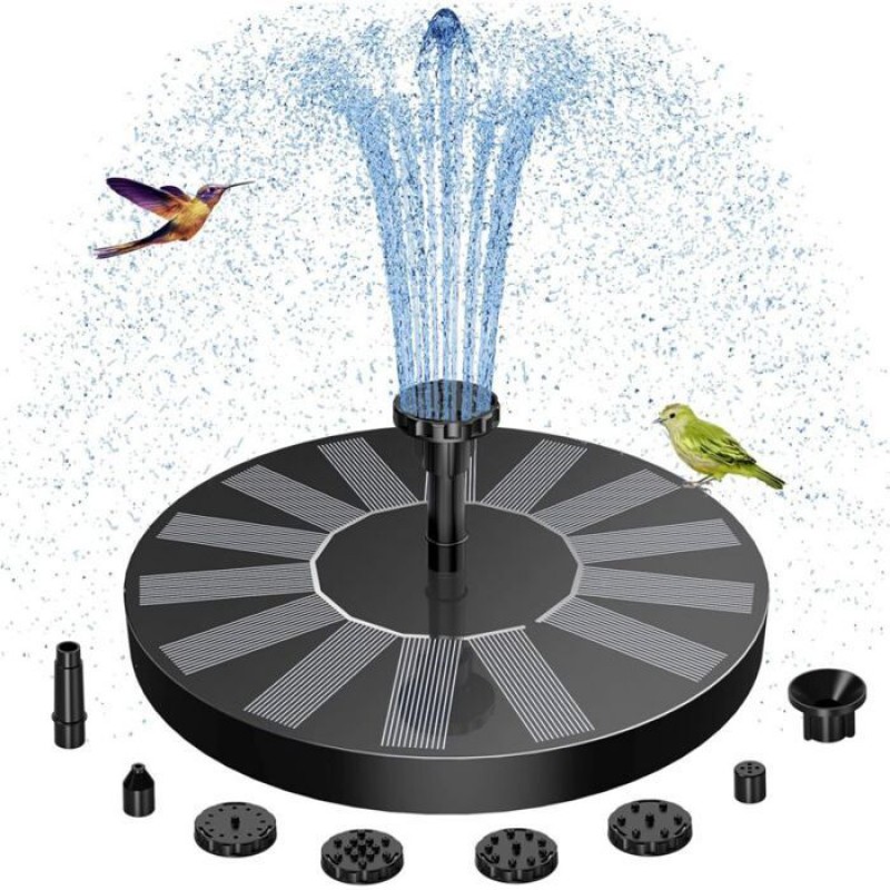 Solarbetriebener Gartenbrunnen Mit 6 Düsen, Solarpumpe Für Gartenteiche Und Pools...