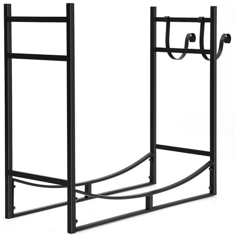 83 Cm Brennholzregal, Brennholzaufbewahrungsregal Für Drinnen Und Draußen, Schwarz