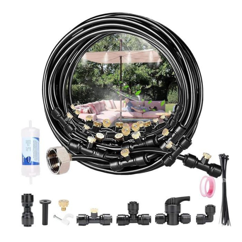 Terrassen-sprühsystem, 10 M Langes Terrassen-sprühset Für Den Außenbereich, Mit Messingdüsen Und 3/4"-adapter, Sprühschlauch
