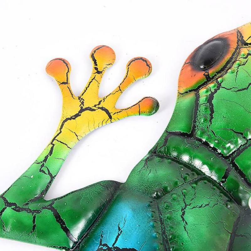 Gartendekoration – Gecko – Handbemaltes Metall – 43 X 27 Cm – Mehrfarbig