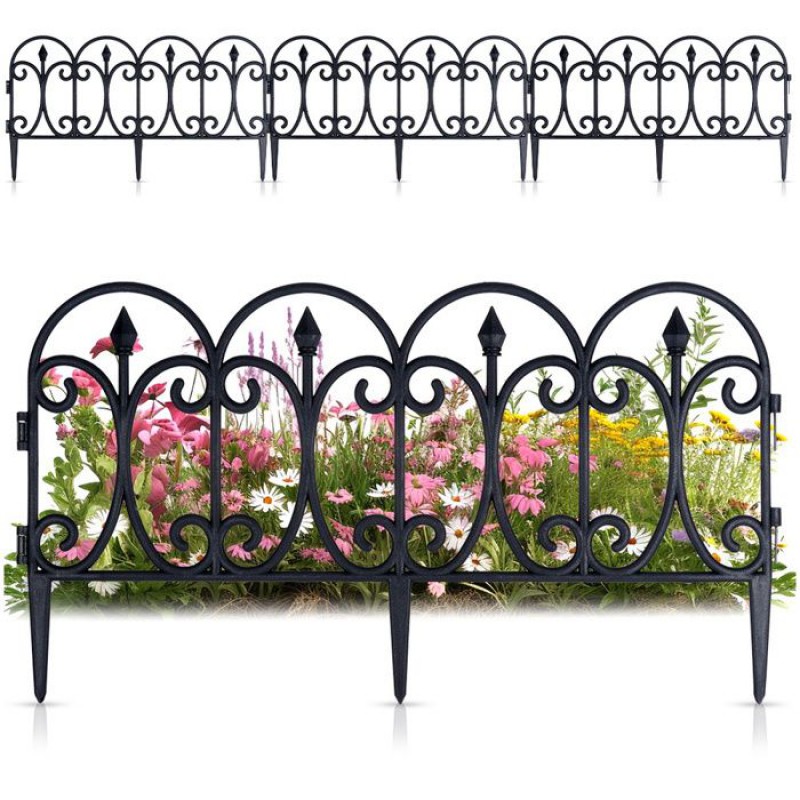 Set Mit 4 Gartenzaunelementen – Wetterfester Kunststoff – Höhe 33 Cm, Länge 240 Cm