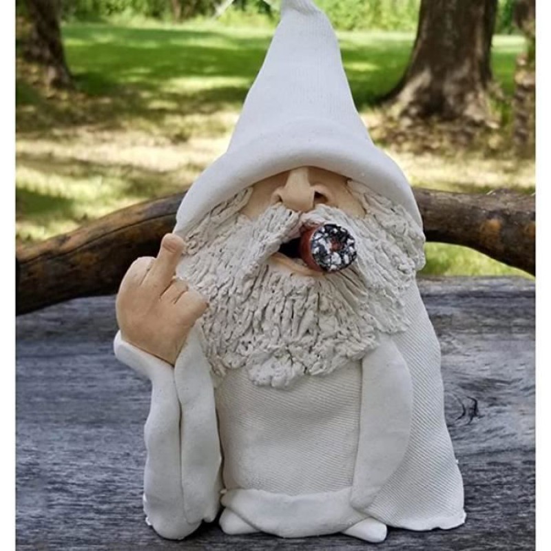 Gartenzwerg, Raucher-gnom, 3d-gnom, Polyresin-skulptur Für Den Außenbereich, Mittelfinger