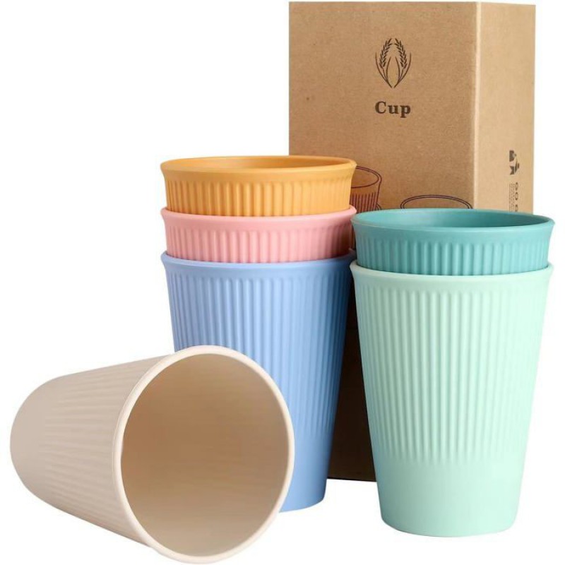 6er-set Plastikbecher – 6 Farben – 350 Ml – Vielseitig Verwendbar – Mikrowellen- Und Spülmaschinengeeignet