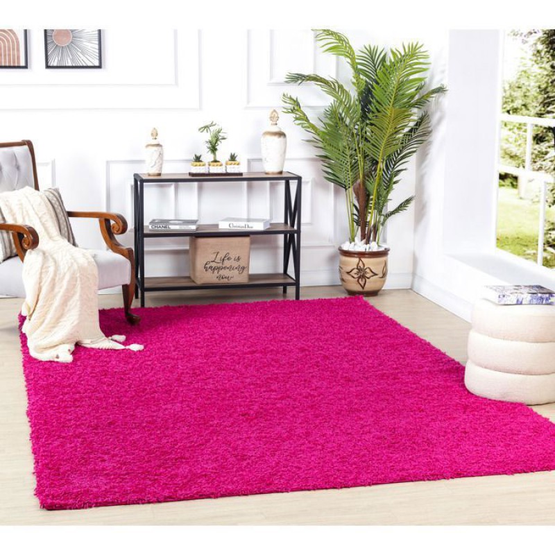 Lilly 100x200cm Fuchsia Label Weicher, Zotteliger, Schicker Langflor-wohnzimmerteppich