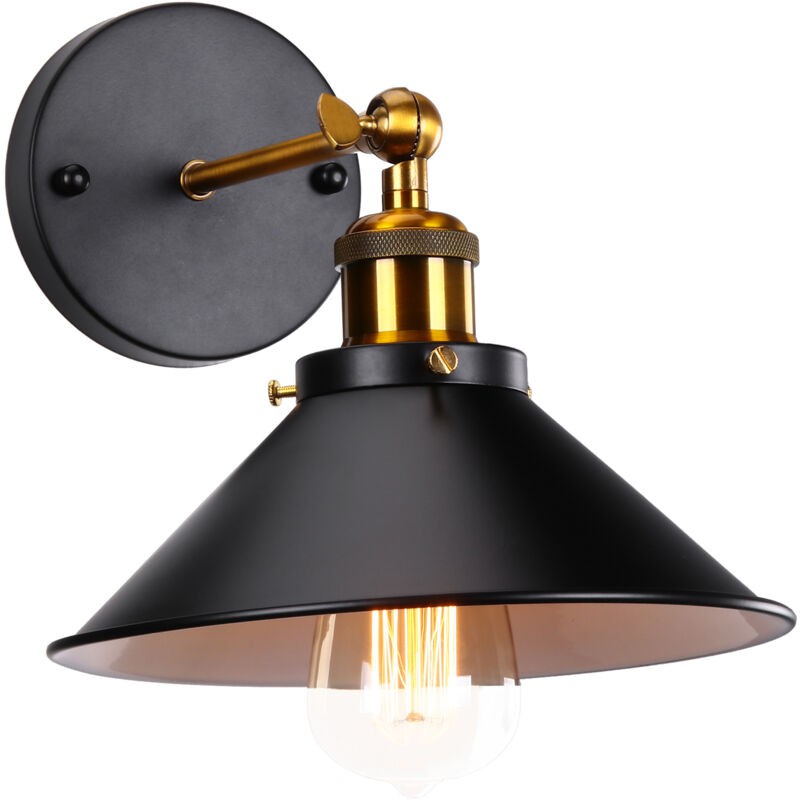 Vintage-industrie-wandleuchte, Retro-stil, Metallleuchte Mit 180-grad-drehung – Schwarz Und Weiß
