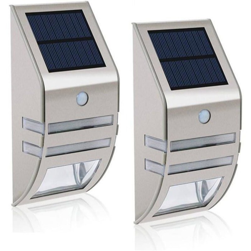 Set Mit 2 Solar-led-wandleuchten: Wasserdichter Edelstahl, 90°-weitwinkel-bewegungsmelder, Für Garten/terrasse/wege, Außeneinsatz