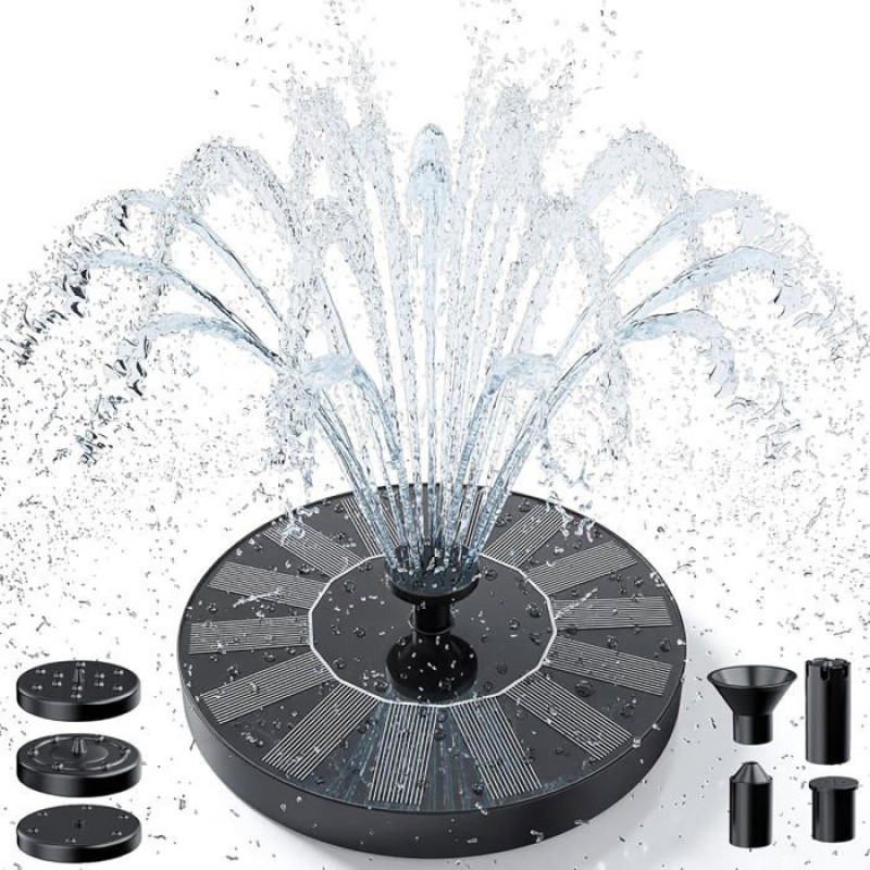 Amztime Solar-gartenbrunnen 2026 – Solarpumpe Zum Selberbauen Mit 6 Düsen, Gartendekoration, Vogeltränke, Teich, Terrasse