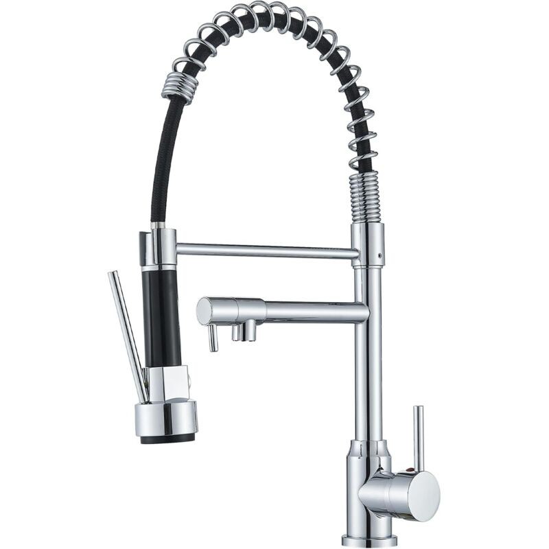 Küchenarmatur Mit Ausziehbarem Brausekopf, 2 Düsen, Chrom-finish, Edelstahl-küchenspülenarmatur