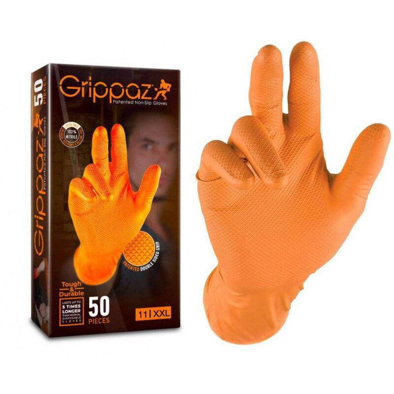 Grippaz Einweg-nitrilhandschuhe, Silikonfrei, Orange – 50 Stück – Größe Xxl