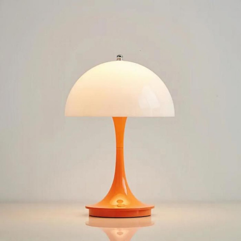 Retro-pilz-led-lampe, Wiederaufladbar (1800 Mah), 3 Helligkeitsstufen Und Farben, Touch-steuerung – Orange, 16 X 23 Cm