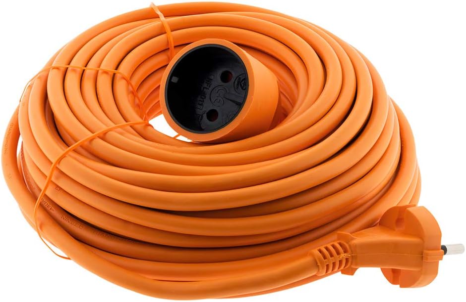 20 M Langes Oranges Verlängerungskabel, 2 X 1,5 Mm² Kabel, 16-a-stecker, Ohne Erdung, Für Gartengeräte
