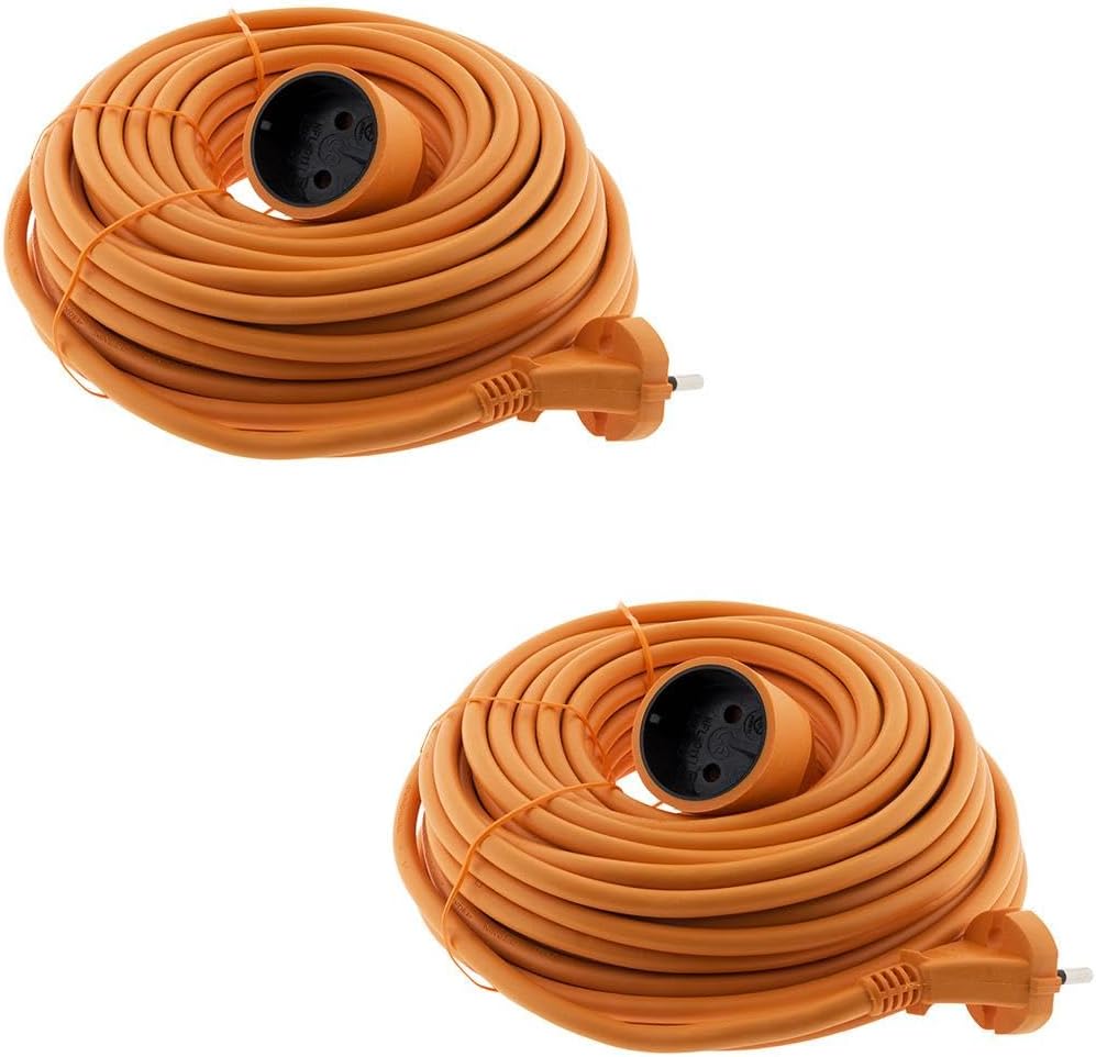 2er-pack 20 M Lange Orangefarbene Verlängerungskabel, Ho5vv-f 16a 3680w Kabel, Für Den Außenbereich, Garten Und Heimwerkerarbeiten