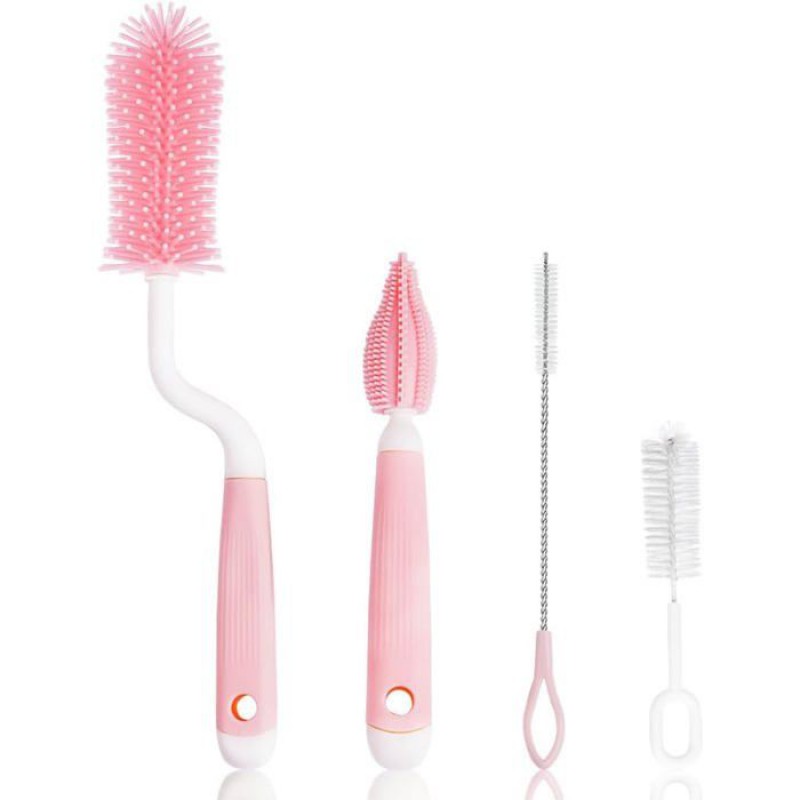 4-in-1 Silikon-flaschenbürste – Reinigt Flaschen Und Sauger Aller Größen – Bpa-frei, Langlebig, Kratzfest, Rosa