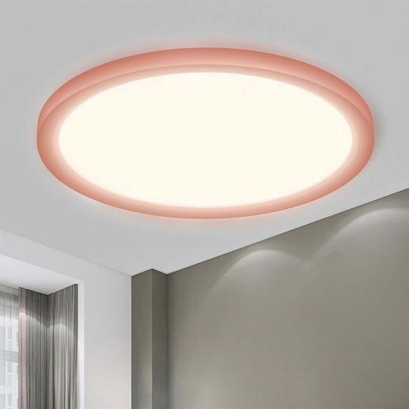 Led-deckenleuchte, 1,6 Cm, Ultradünn, Rund, Flach, Ip44 Wasserdicht, Badezimmerlampe, 18 W, 4000 K, 1700 Lm, Ø 22 X H 1,6 Cm, Rosa, Pink 40 Projector