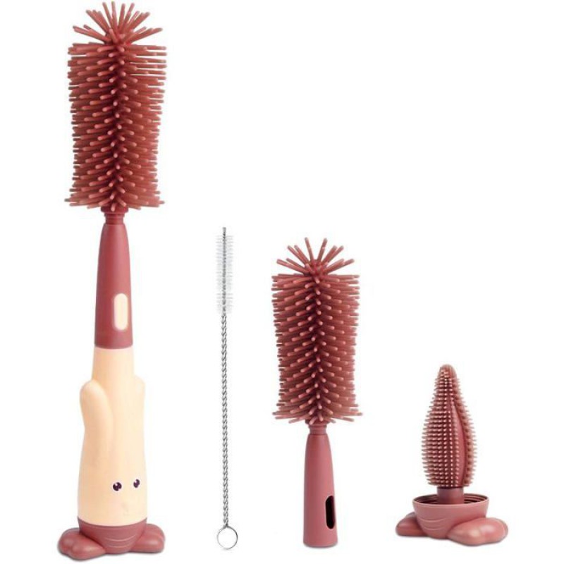 3-in-1 Silikon-flaschenbürste – Passend Für Alle Flaschengrößen – Bpa-frei, Rot