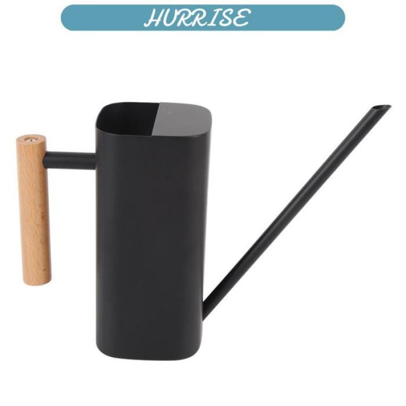 Sonew Gießkanne Für Pflanzen (schwarz, 800 Ml), Edelstahl-gießkanne Mit Langem Ausguss Und Holzgriff, Geeignet Für Pool Und Motorisierte Bewässerungsanlagen, Schwarz, 800 Ml