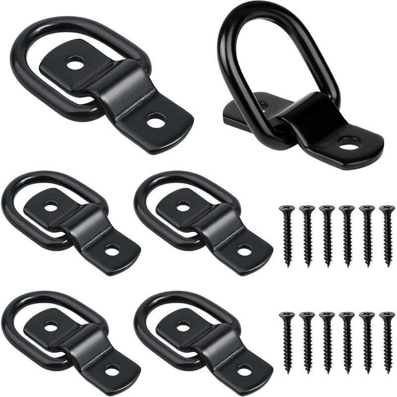 Set Mit 6 Zurrösen, Schwarze D-ringe Aus Edelstahl, Befestigungsringe Zur Sicheren Ladungssicherung An Anhängern, Pkw Und Lkw